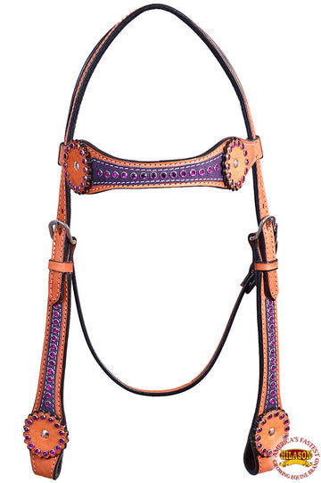 HILASON Western Horse Headstall Genuine American Leather Tan